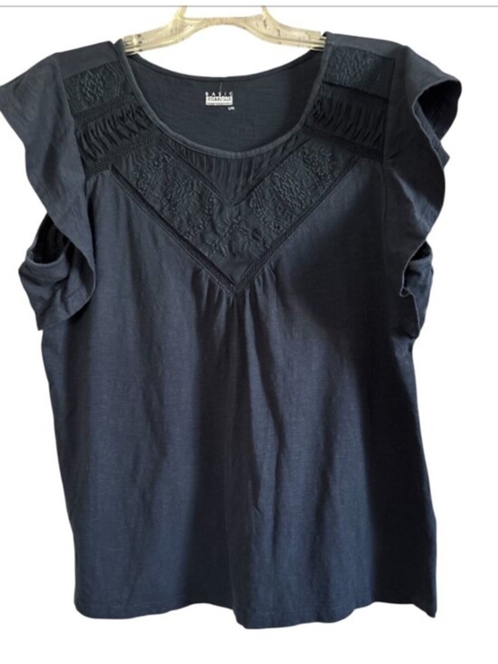 Basic Editions Navy Cap Sleeve Full Fit Top Size Large